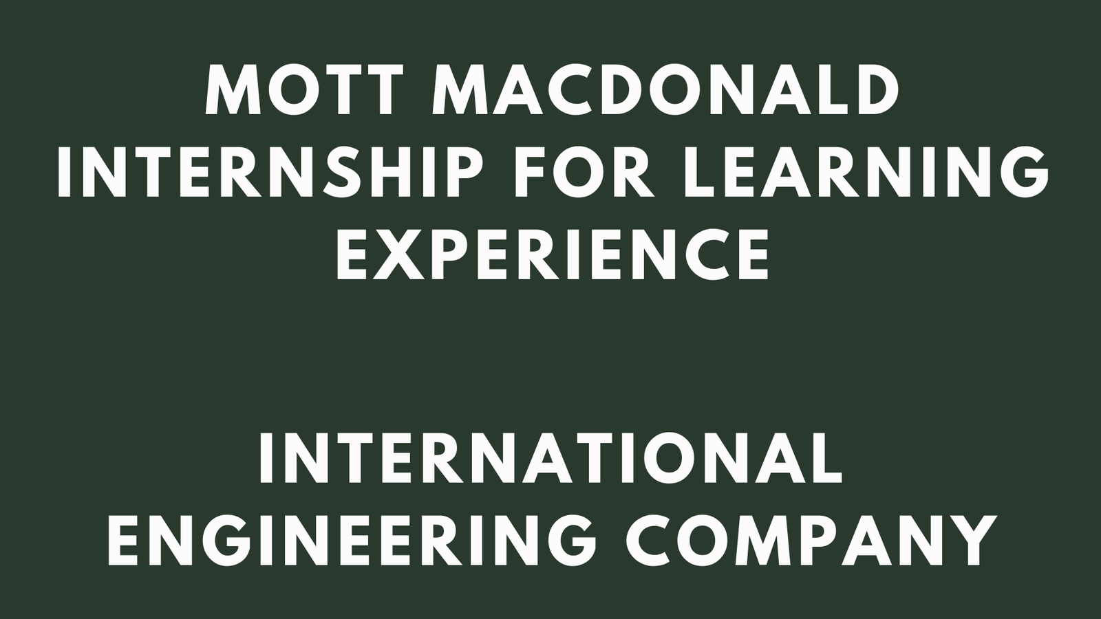 mott Macdonald Internships