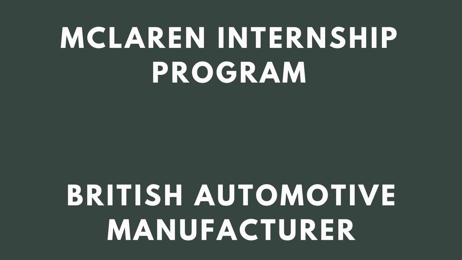 Mclaren Internship