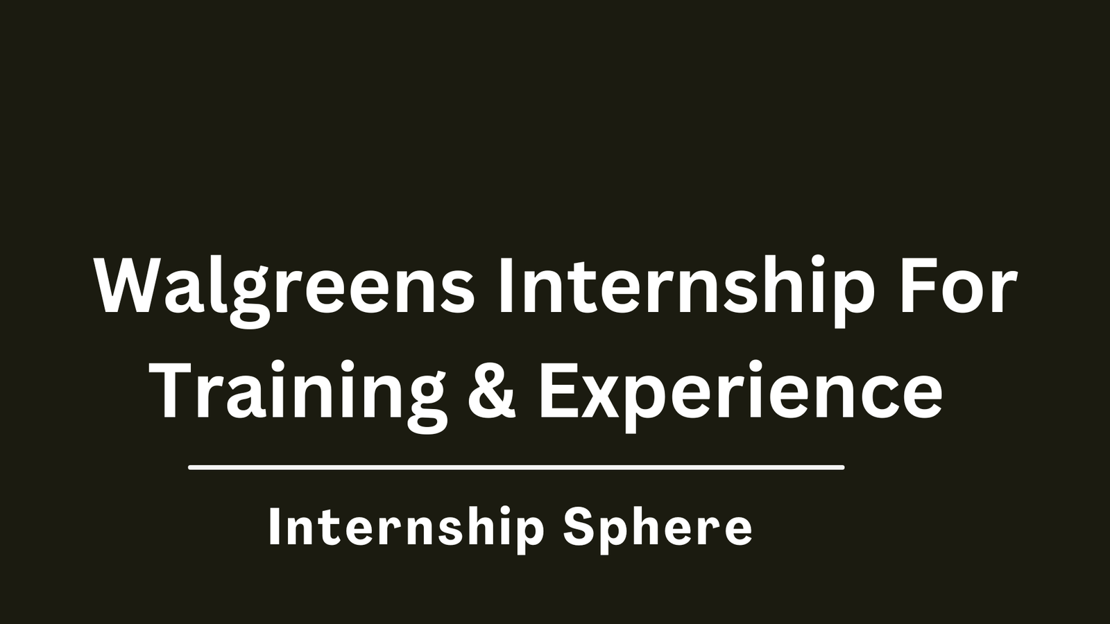 Walgreens Internship