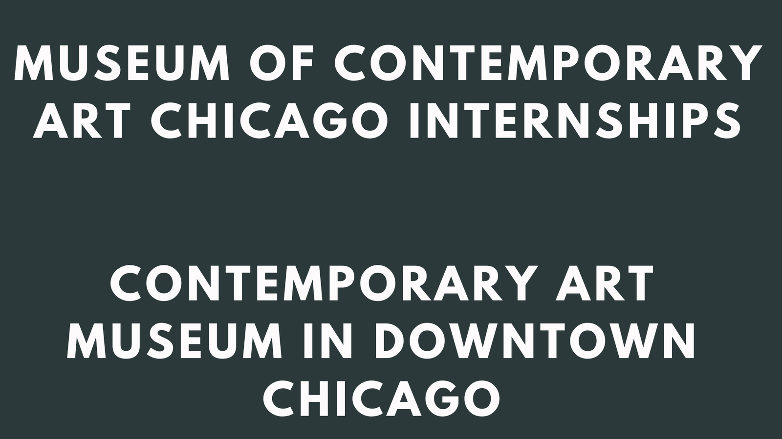 Museum of Contemporary Art Chicago Internships