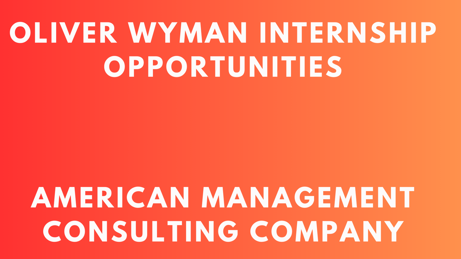 Oliver Wyman Internship