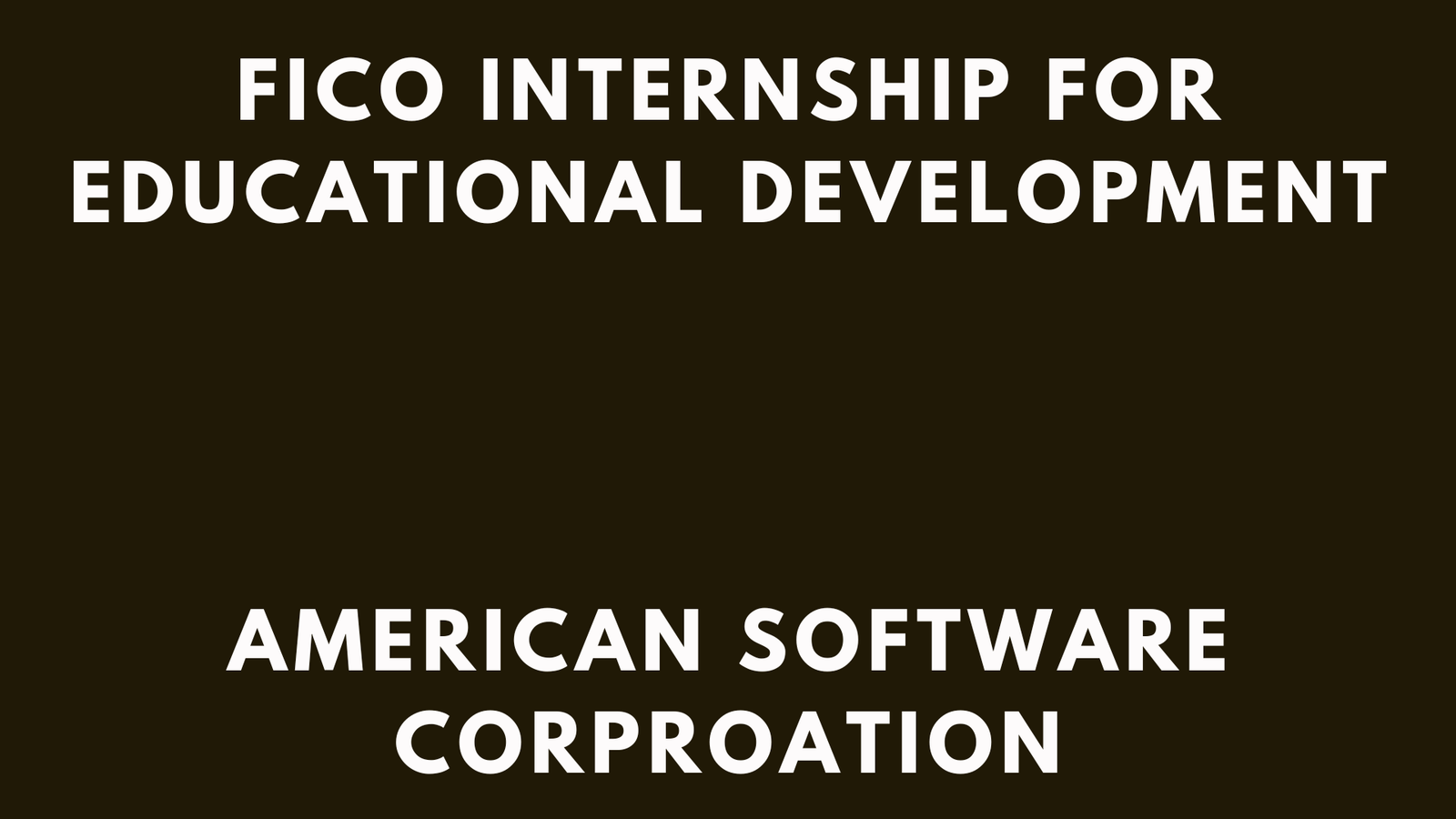 FICO Internship