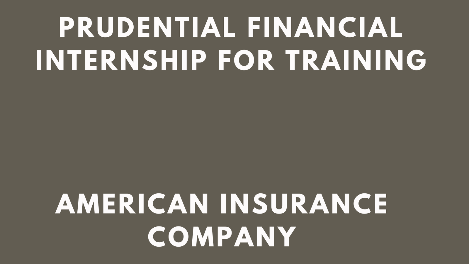 Prudential Financial Internship